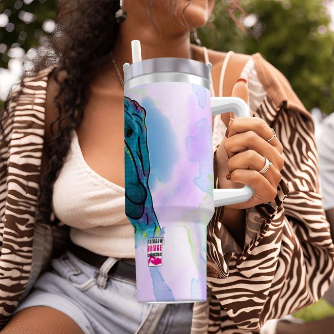 Preview: Tumbler mit Hundemotiv Itchy - Edelstahl, Becher, 1L, mit Strohhalm, bunt, Motive in Digitaler Popart, AmStaff, Staffordshire, SOKA, Listenhund